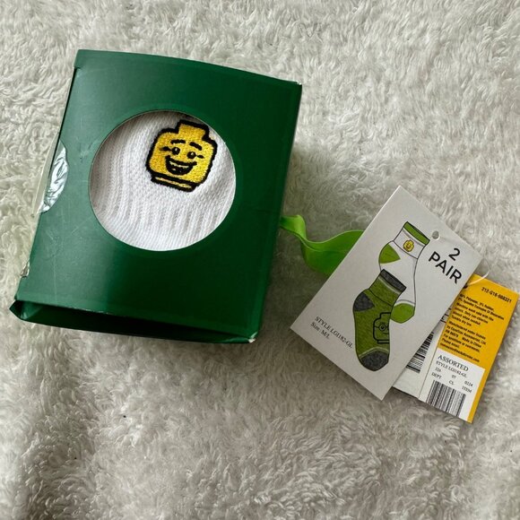 Lego Boys Socks 2 Pair Set M/L Green & White - Picture 2 of 4